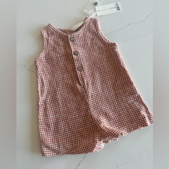 Rylee + cru Maverick Romper || Poppy Gingham NWT 0-3m - Picture 3 of 7